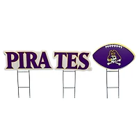 Pegasus ECU Pirates Wordmark and Football Three-Piece Yard Sign Set