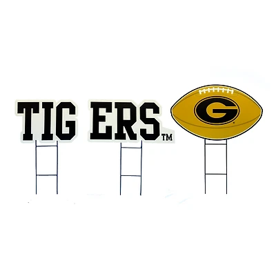 Pegasus Grambling Tigers Wordmark and Football Three-Piece Yard Sign Set