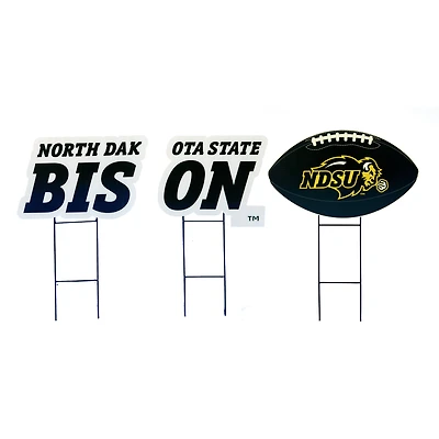 Pegasus NDSU Bison Wordmark and Football Three-Piece Yard Sign Set