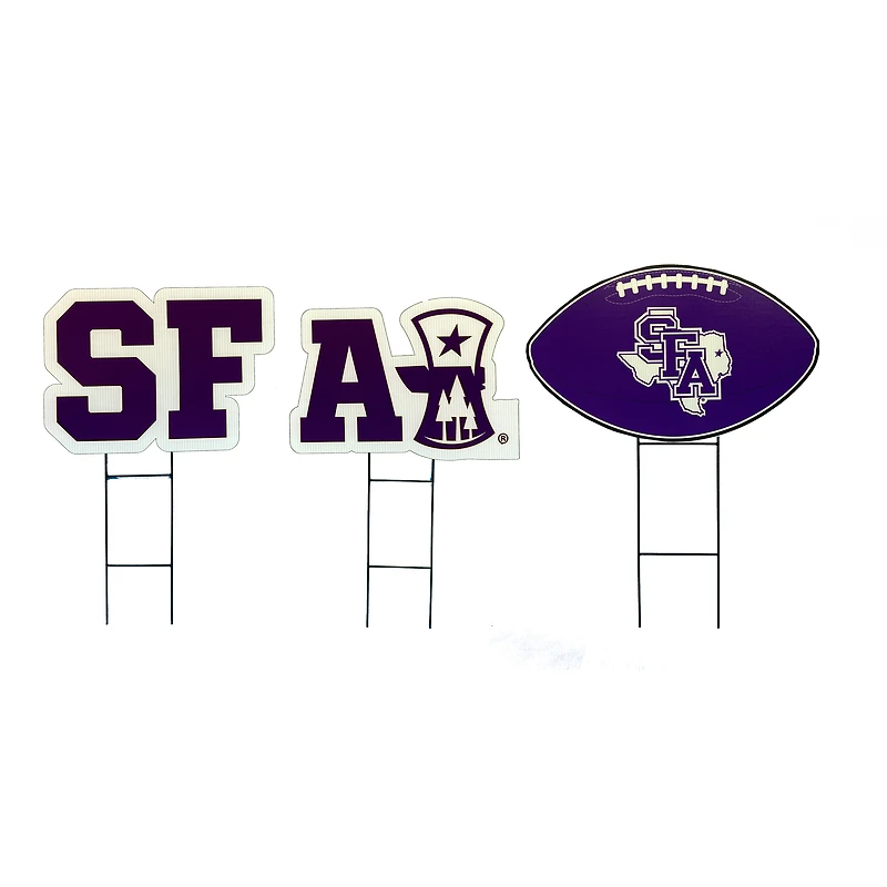 Pegasus Stephen F Austin Lumberjacks Wordmark and Football Three-Piece Yard Sign Set