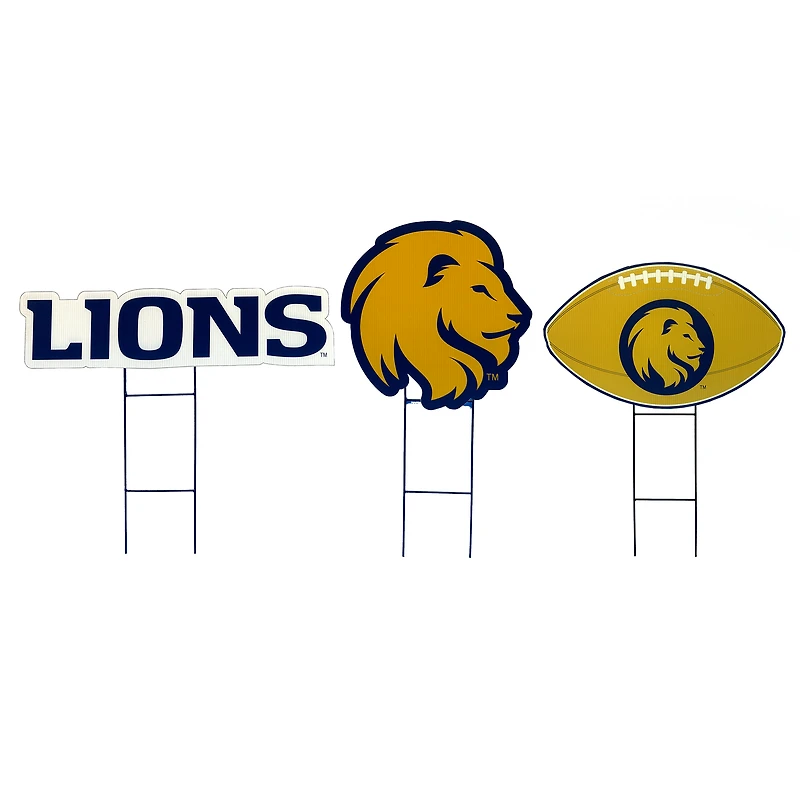 Pegasus East Texas A&M University Lions Wordmark and Football Three-Piece Yard Sign Set