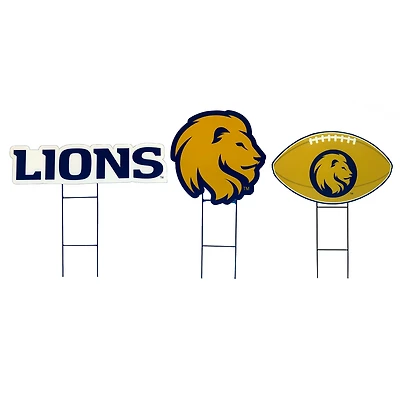 Pegasus East Texas A&M University Lions Wordmark and Football Three-Piece Yard Sign Set