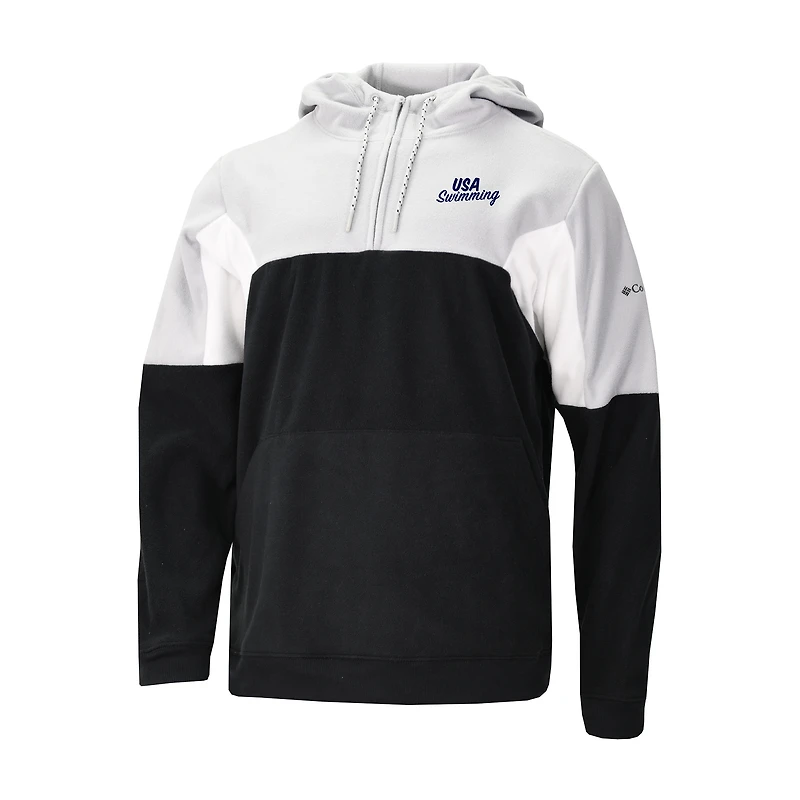 Men's Columbia Black USA Swimming Lodge Fleece Quarter-Zip Hoodie
