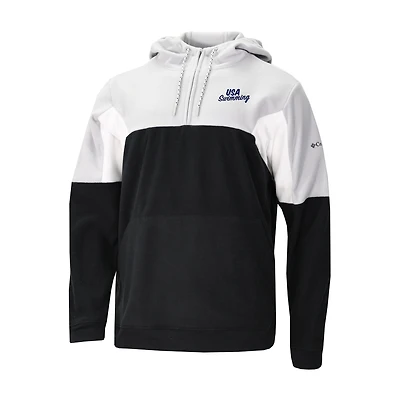 Men's Columbia Black USA Swimming Lodge Fleece Quarter-Zip Hoodie