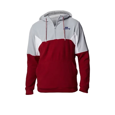 Men's Columbia Red USA Swimming Lodge Fleece Quarter-Zip Hoodie