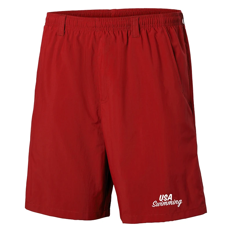 Men's Columbia Red USA Swimming PFG Backcast III Water Shorts
