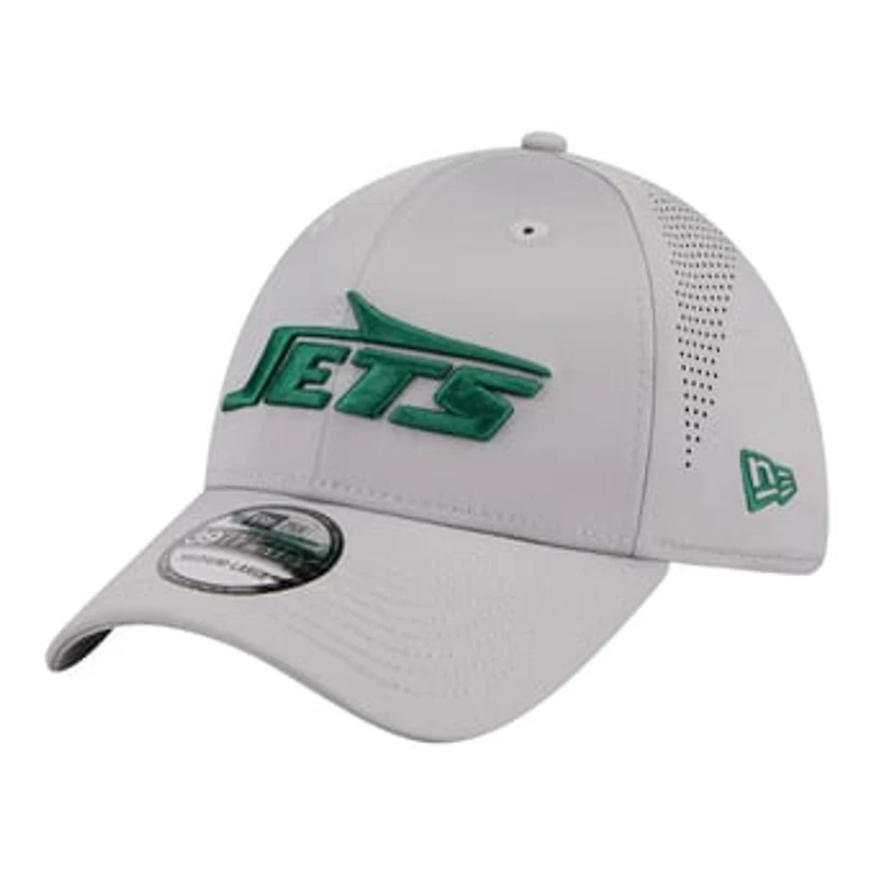 Men's New Era  Gray New York Jets Perforated 39THIRTY Flex Hat