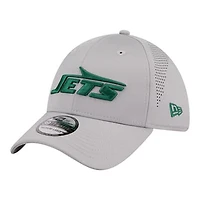 Men's New Era  Gray New York Jets Perforated 39THIRTY Flex Hat