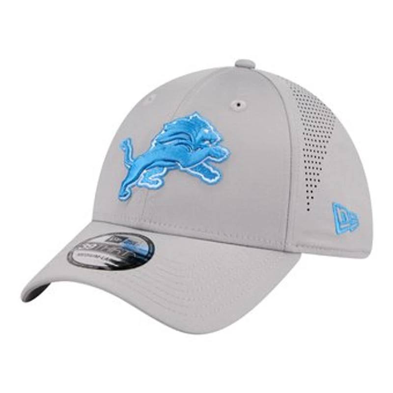 Men's New Era  Gray Detroit Lions Perforated 39THIRTY Flex Hat