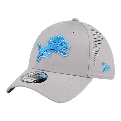 Men's New Era Gray Detroit Lions Perforated 39THIRTY Flex Hat