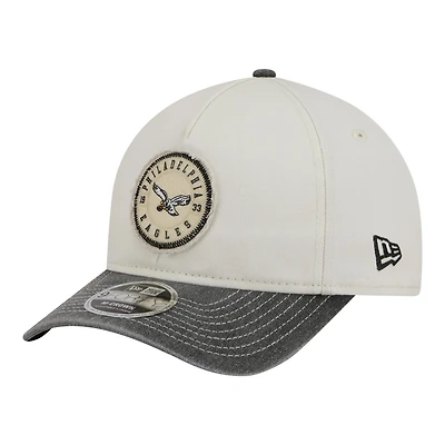 Men's New Era  White/Black Philadelphia Eagles 9FORTY Felt A-Frame Adjustable Hat