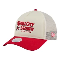 Women's New Era  Cream/Red Kansas City Chiefs Retro A-Frame 9FORTY Adjustable Hat