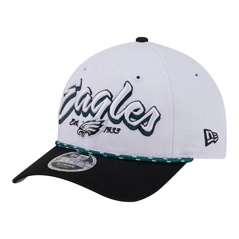 Men's New Era  White Philadelphia Eagles Team Loyal A-Frame 9FORTY Adjustable Hat