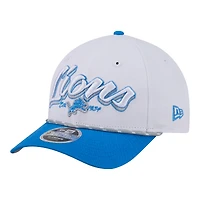 Men's New Era  White Detroit Lions Team Loyal A-Frame 9FORTY Adjustable Hat