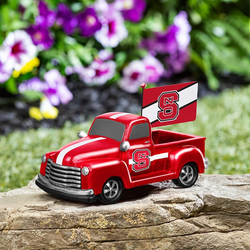 NC State Wolfpack 9" Rally Truck Garden Statue with Team Flag