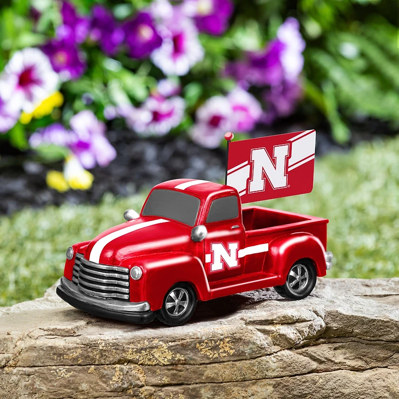 Nebraska Huskers 9" Rally Truck Garden Statue with Team Flag