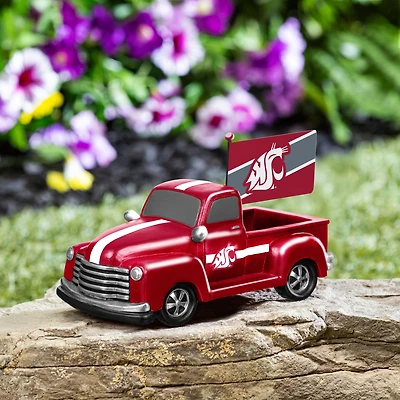 Washington State Cougars 9" Rally Truck Garden Statue with Team Flag