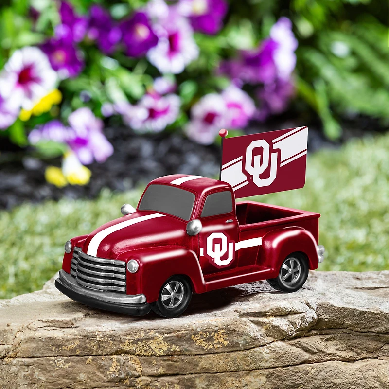 Oklahoma Sooners 9" Rally Truck Garden Statue with Team Flag