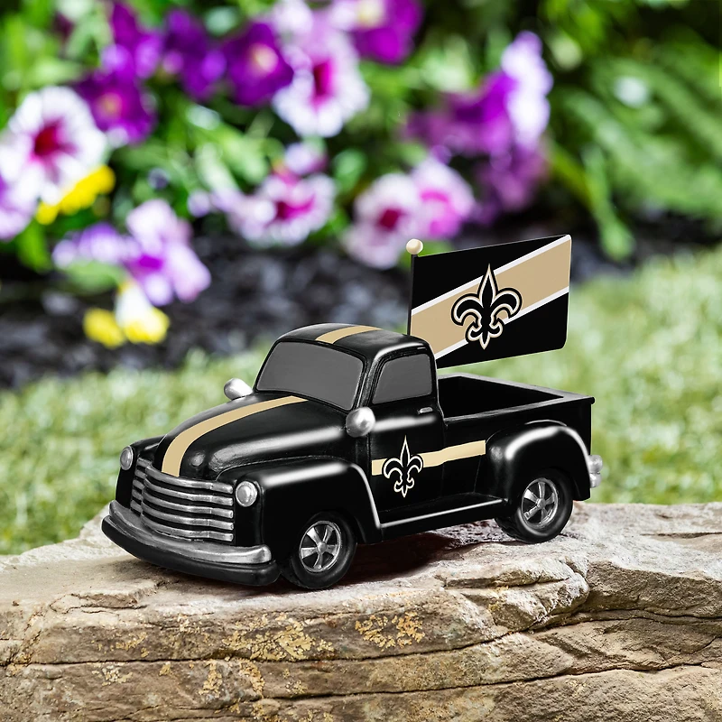 New Orleans Saints 9" Rally Truck Garden Statue with Team Flag