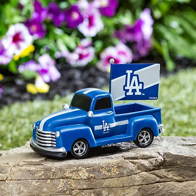 Los Angeles Dodgers 9" Rally Truck Garden Statue with Team Flag