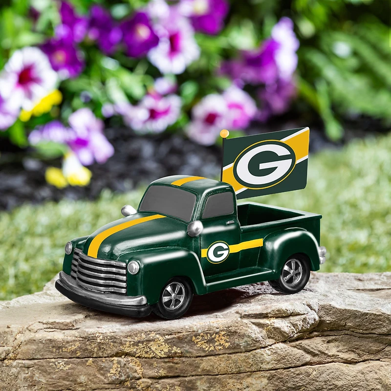 Green Bay Packers 9" Rally Truck Garden Statue with Team Flag