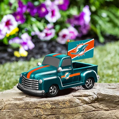Miami Dolphins 9" Rally Truck Garden Statue with Team Flag