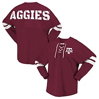 Women's Spirit Jersey Maroon Texas A&M Aggies Lace-Up V-Neck Long Sleeve T-Shirt