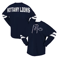 Women's Spirit Jersey Blue Penn State Nittany Lions Lace-Up V-Neck Long Sleeve T-Shirt