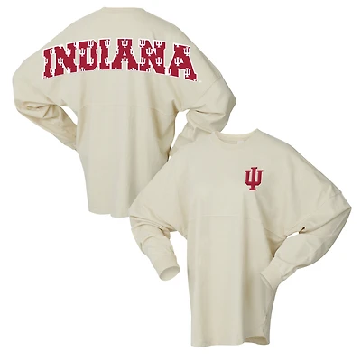 Women's Spirit Jersey White Indiana Hoosiers Oversized Preppy Long Sleeve T-Shirt