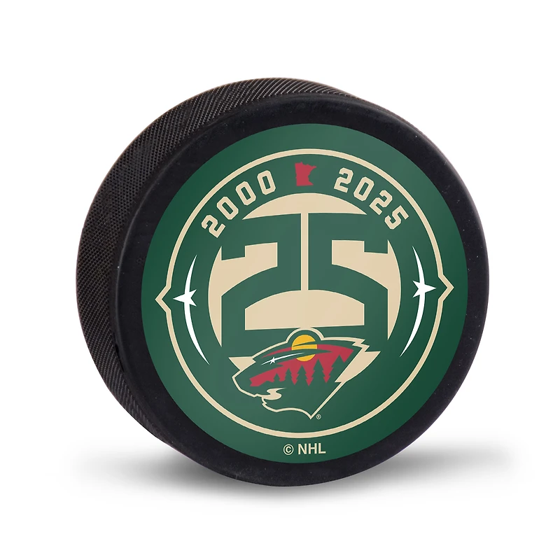 WinCraft Minnesota Wild 25th Anniversary Primary Logo Hockey Puck