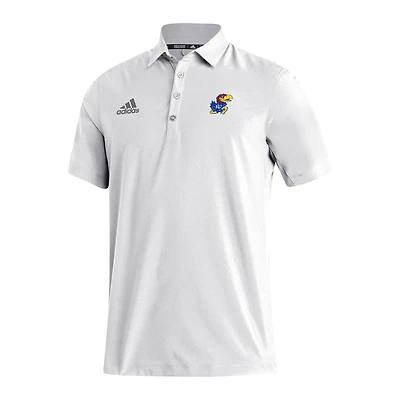 Men's adidas White Kansas Jayhawks Stadium Coaches AEROREADY Polo