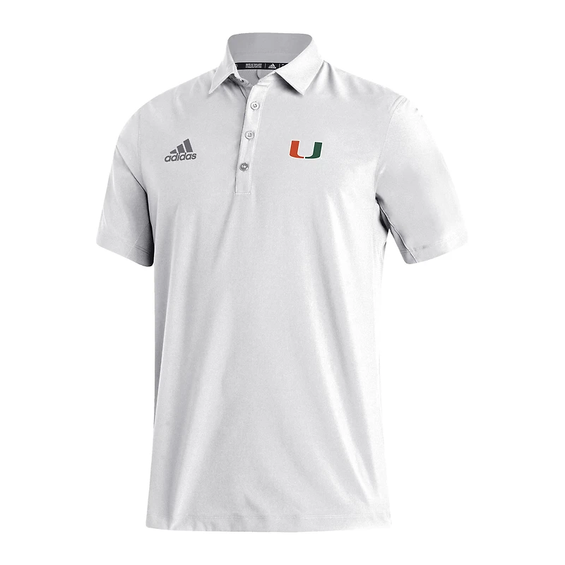 Men's adidas White Miami Hurricanes Stadium Coaches AEROREADY Polo