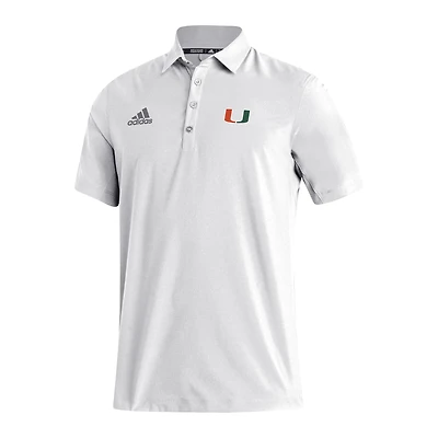 Men's adidas White Miami Hurricanes Stadium Coaches AEROREADY Polo