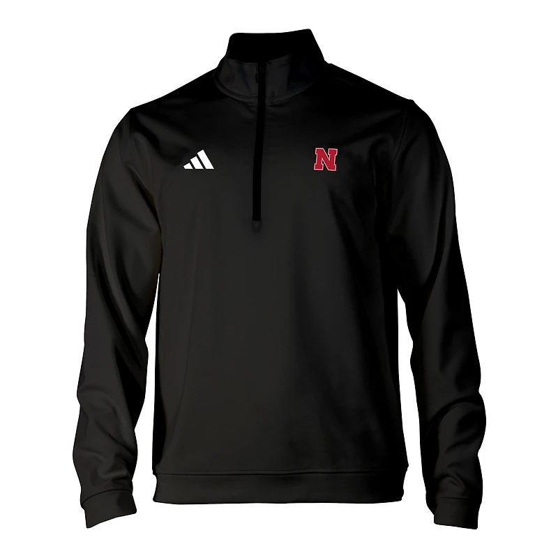 Men's adidas Nebraska Huskers Elevated Tri-Blend Quarter-Zip Pullover