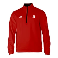 Men's adidas Red Nebraska Huskers Elevated Tri-Blend Quarter-Zip Pullover