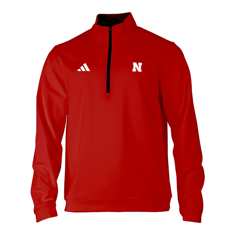 Men's adidas Red Nebraska Huskers Elevated Tri-Blend Quarter-Zip Pullover