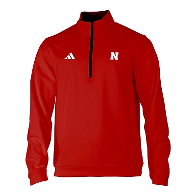 Men's adidas Red Nebraska Huskers Elevated Tri-Blend Quarter-Zip Pullover