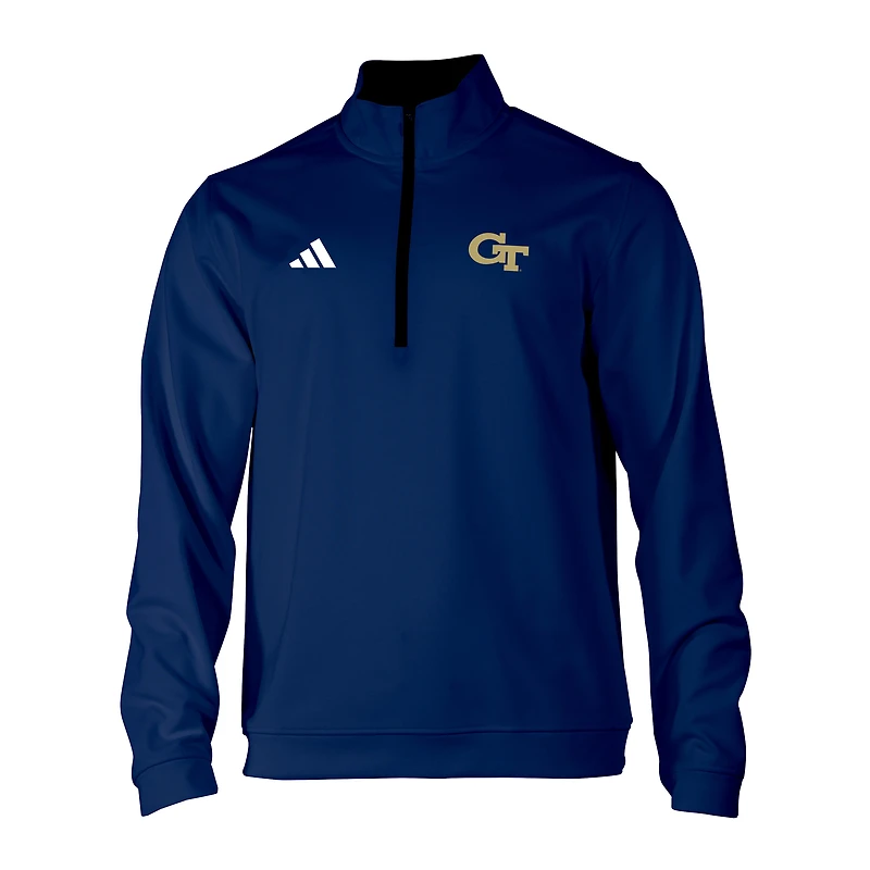 Men's adidas Navy Georgia Tech Yellow Jackets Elevated Tri-Blend Quarter-Zip Pullover
