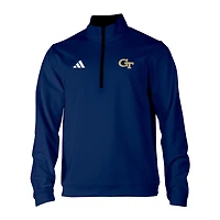 Men's adidas Navy Georgia Tech Yellow Jackets Elevated Tri-Blend Quarter-Zip Pullover