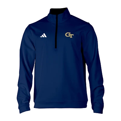 Men's adidas Navy Georgia Tech Yellow Jackets Elevated Tri-Blend Quarter-Zip Pullover