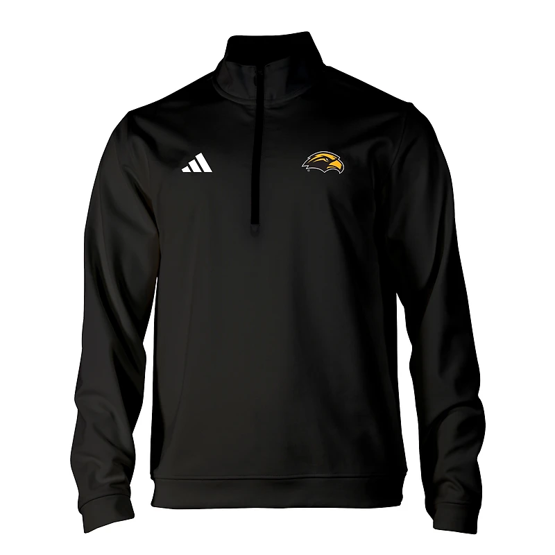Men's adidas Black Southern Miss Golden Eagles Elevated Tri-Blend Quarter-Zip Pullover