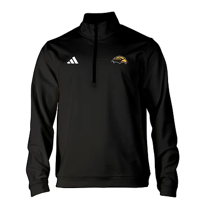 Men's adidas Black Southern Miss Golden Eagles Elevated Tri-Blend Quarter-Zip Pullover