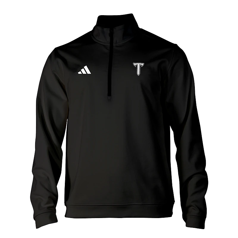 Men's adidas Black Troy University Trojans Elevated Tri-Blend Quarter-Zip Pullover