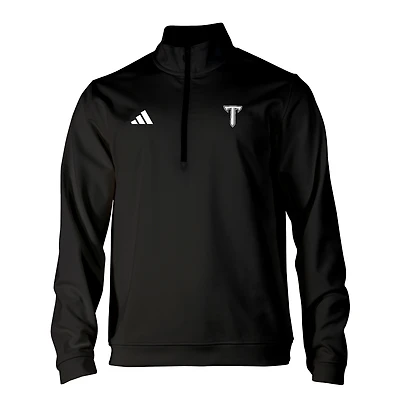 Men's adidas Black Troy University Trojans Elevated Tri-Blend Quarter-Zip Pullover