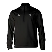 Men's adidas Black Troy University Trojans Elevated Tri-Blend Quarter-Zip Pullover