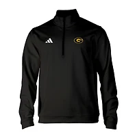 Men's adidas Black Grambling Tigers Elevated Tri-Blend Quarter-Zip Pullover