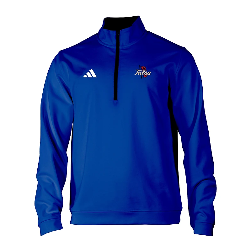 Men's adidas Royal Tulsa Golden Hurricane Elevated Tri-Blend Quarter-Zip Pullover