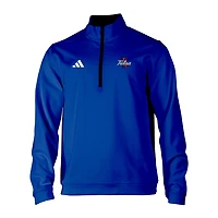 Men's adidas Royal Tulsa Golden Hurricane Elevated Tri-Blend Quarter-Zip Pullover