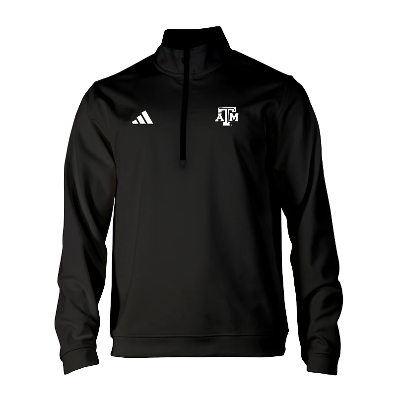 Men's adidas Black Texas A&M Aggies Elevated Tri-Blend Quarter-Zip Pullover