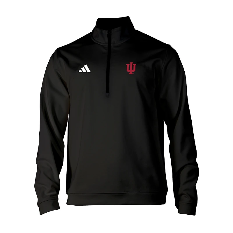 Men's adidas Black Indiana Hoosiers Elevated Tri-Blend Quarter-Zip Pullover